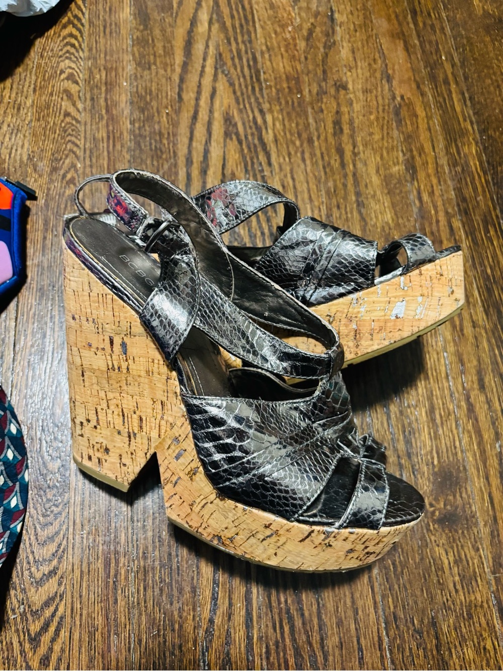 BGBGENERATION, Wedge Platform Sandals In Silver, Size 10